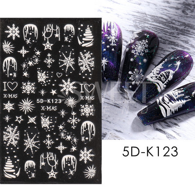 Holiday Christmas Nail Design Leaf Flower Gingerbread Man Charms Sliders τρισδιάστατα αυτοκόλλητα νυχιών για τέχνη με χειμερινά αλουμινόχαρτα μανικιούρ SANO-62