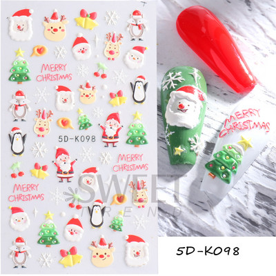 Holiday Christmas Nail Design Leaf Flower Gingerbread Man Charms Sliders τρισδιάστατα αυτοκόλλητα νυχιών για τέχνη με χειμερινά αλουμινόχαρτα μανικιούρ SANO-62