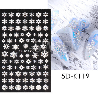 Holiday Christmas Nail Design Leaf Flower Gingerbread Man Charms Sliders τρισδιάστατα αυτοκόλλητα νυχιών για τέχνη με χειμερινά αλουμινόχαρτα μανικιούρ SANO-62