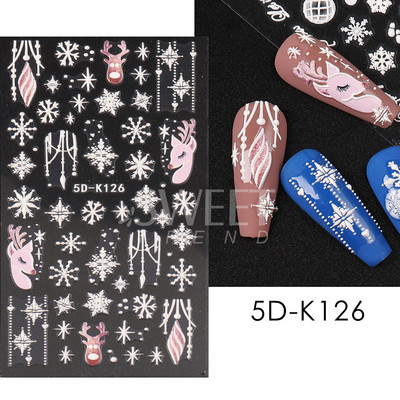 Holiday Christmas Nail Design Leaf Flower Gingerbread Man Charms Sliders τρισδιάστατα αυτοκόλλητα νυχιών για τέχνη με χειμερινά αλουμινόχαρτα μανικιούρ SANO-62