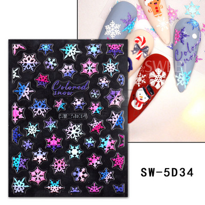 Holiday Christmas Nail Design Leaf Flower Gingerbread Man Charms Sliders τρισδιάστατα αυτοκόλλητα νυχιών για τέχνη με χειμερινά αλουμινόχαρτα μανικιούρ SANO-62