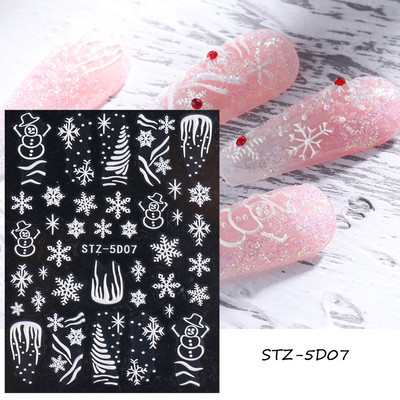 Holiday Christmas Nail Design Leaf Flower Gingerbread Man Charms Sliders τρισδιάστατα αυτοκόλλητα νυχιών για τέχνη με χειμερινά αλουμινόχαρτα μανικιούρ SANO-62