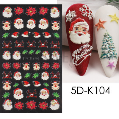 Holiday Christmas Nail Design Leaf Flower Gingerbread Man Charms Sliders τρισδιάστατα αυτοκόλλητα νυχιών για τέχνη με χειμερινά αλουμινόχαρτα μανικιούρ SANO-62