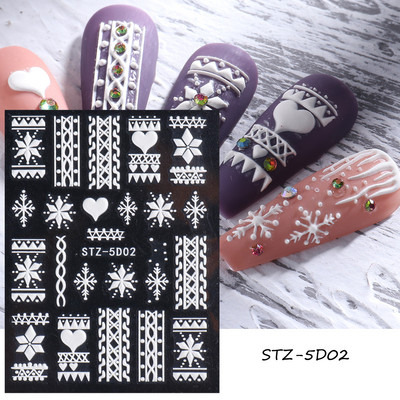 Holiday Christmas Nail Design Leaf Flower Gingerbread Man Charms Sliders τρισδιάστατα αυτοκόλλητα νυχιών για τέχνη με χειμερινά αλουμινόχαρτα μανικιούρ SANO-62