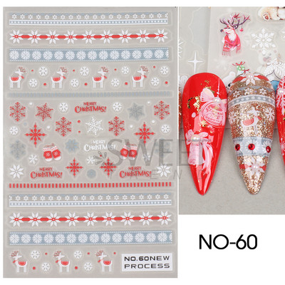 Holiday Christmas Nail Design Leaf Flower Gingerbread Man Charms Sliders τρισδιάστατα αυτοκόλλητα νυχιών για τέχνη με χειμερινά αλουμινόχαρτα μανικιούρ SANO-62