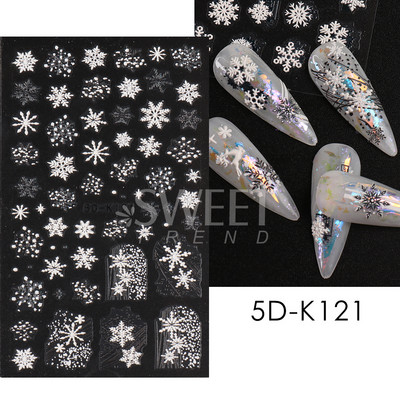 Holiday Christmas Nail Design Leaf Flower Gingerbread Man Charms Sliders τρισδιάστατα αυτοκόλλητα νυχιών για τέχνη με χειμερινά αλουμινόχαρτα μανικιούρ SANO-62