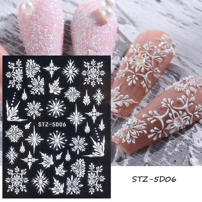 Holiday Christmas Nail Design Leaf Flower Gingerbread Man Charms Sliders τρισδιάστατα αυτοκόλλητα νυχιών για τέχνη με χειμερινά αλουμινόχαρτα μανικιούρ SANO-62