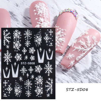 Holiday Christmas Nail Design Leaf Flower Gingerbread Man Charms Sliders τρισδιάστατα αυτοκόλλητα νυχιών για τέχνη με χειμερινά αλουμινόχαρτα μανικιούρ SANO-62