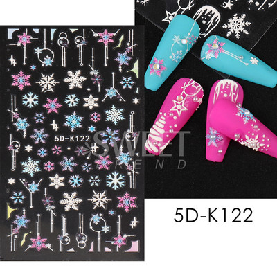 Holiday Christmas Nail Design Leaf Flower Gingerbread Man Charms Sliders τρισδιάστατα αυτοκόλλητα νυχιών για τέχνη με χειμερινά αλουμινόχαρτα μανικιούρ SANO-62