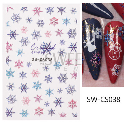 Holiday Christmas Nail Design Leaf Flower Gingerbread Man Charms Sliders τρισδιάστατα αυτοκόλλητα νυχιών για τέχνη με χειμερινά αλουμινόχαρτα μανικιούρ SANO-62