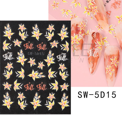 Holiday Christmas Nail Design Leaf Flower Gingerbread Man Charms Sliders τρισδιάστατα αυτοκόλλητα νυχιών για τέχνη με χειμερινά αλουμινόχαρτα μανικιούρ SANO-62