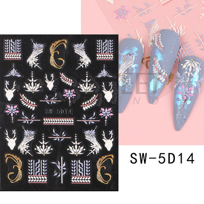 Holiday Christmas Nail Design Leaf Flower Gingerbread Man Charms Sliders τρισδιάστατα αυτοκόλλητα νυχιών για τέχνη με χειμερινά αλουμινόχαρτα μανικιούρ SANO-62