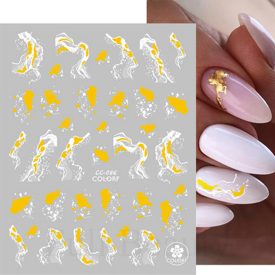 Aurora Márvány Nail Art Matricák 3D Metál Hullám Csíkok Vonal Geometrikus Manikűr Körömmatricák Ragasztó Csúsztatók Dekorok TRSTZ-CS201