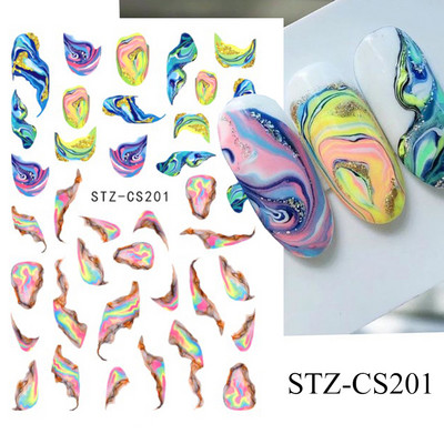 Aurora Márvány Nail Art Matricák 3D Metál Hullám Csíkok Vonal Geometrikus Manikűr Körömmatricák Ragasztó Csúsztatók Dekorok TRSTZ-CS201
