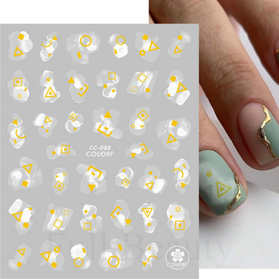 Aurora Márvány Nail Art Matricák 3D Metál Hullám Csíkok Vonal Geometrikus Manikűr Körömmatricák Ragasztó Csúsztatók Dekorok TRSTZ-CS201