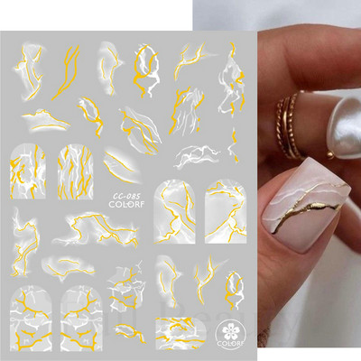 Aurora Márvány Nail Art Matricák 3D Metál Hullám Csíkok Vonal Geometrikus Manikűr Körömmatricák Ragasztó Csúsztatók Dekorok TRSTZ-CS201