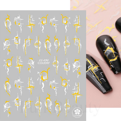 Aurora Márvány Nail Art Matricák 3D Metál Hullám Csíkok Vonal Geometrikus Manikűr Körömmatricák Ragasztó Csúsztatók Dekorok TRSTZ-CS201