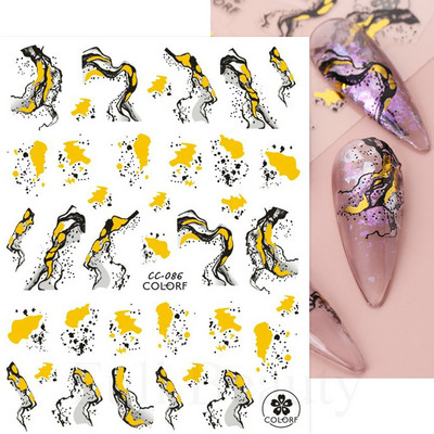 Aurora Márvány Nail Art Matricák 3D Metál Hullám Csíkok Vonal Geometrikus Manikűr Körömmatricák Ragasztó Csúsztatók Dekorok TRSTZ-CS201