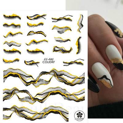 Aurora Márvány Nail Art Matricák 3D Metál Hullám Csíkok Vonal Geometrikus Manikűr Körömmatricák Ragasztó Csúsztatók Dekorok TRSTZ-CS201