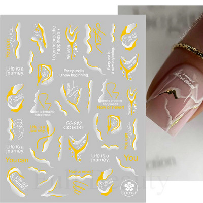 Aurora Márvány Nail Art Matricák 3D Metál Hullám Csíkok Vonal Geometrikus Manikűr Körömmatricák Ragasztó Csúsztatók Dekorok TRSTZ-CS201