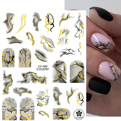 Aurora Márvány Nail Art Matricák 3D Metál Hullám Csíkok Vonal Geometrikus Manikűr Körömmatricák Ragasztó Csúsztatók Dekorok TRSTZ-CS201