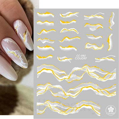 Aurora Márvány Nail Art Matricák 3D Metál Hullám Csíkok Vonal Geometrikus Manikűr Körömmatricák Ragasztó Csúsztatók Dekorok TRSTZ-CS201