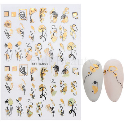 Aurora Márvány Nail Art Matricák 3D Metál Hullám Csíkok Vonal Geometrikus Manikűr Körömmatricák Ragasztó Csúsztatók Dekorok TRSTZ-CS201