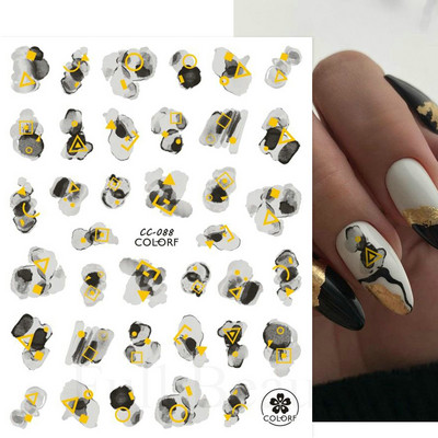 Aurora Márvány Nail Art Matricák 3D Metál Hullám Csíkok Vonal Geometrikus Manikűr Körömmatricák Ragasztó Csúsztatók Dekorok TRSTZ-CS201