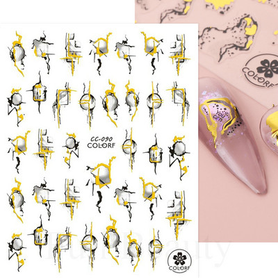 Aurora Márvány Nail Art Matricák 3D Metál Hullám Csíkok Vonal Geometrikus Manikűr Körömmatricák Ragasztó Csúsztatók Dekorok TRSTZ-CS201