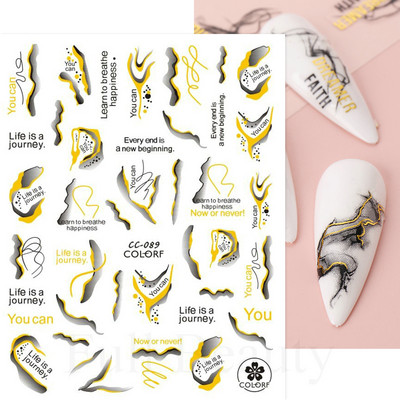 Aurora Márvány Nail Art Matricák 3D Metál Hullám Csíkok Vonal Geometrikus Manikűr Körömmatricák Ragasztó Csúsztatók Dekorok TRSTZ-CS201