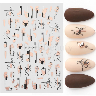 Aurora Márvány Nail Art Matricák 3D Metál Hullám Csíkok Vonal Geometrikus Manikűr Körömmatricák Ragasztó Csúsztatók Dekorok TRSTZ-CS201