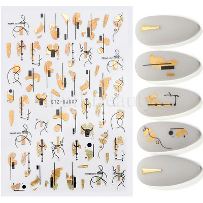 Aurora Márvány Nail Art Matricák 3D Metál Hullám Csíkok Vonal Geometrikus Manikűr Körömmatricák Ragasztó Csúsztatók Dekorok TRSTZ-CS201