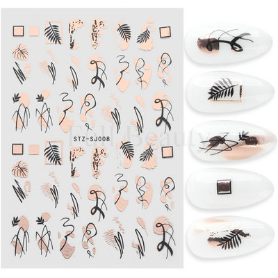 Aurora Márvány Nail Art Matricák 3D Metál Hullám Csíkok Vonal Geometrikus Manikűr Körömmatricák Ragasztó Csúsztatók Dekorok TRSTZ-CS201