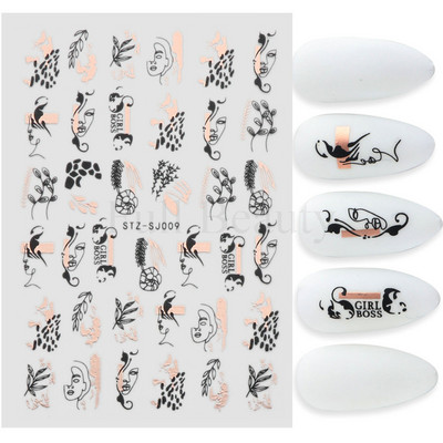 Aurora Márvány Nail Art Matricák 3D Metál Hullám Csíkok Vonal Geometrikus Manikűr Körömmatricák Ragasztó Csúsztatók Dekorok TRSTZ-CS201