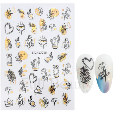 Aurora Márvány Nail Art Matricák 3D Metál Hullám Csíkok Vonal Geometrikus Manikűr Körömmatricák Ragasztó Csúsztatók Dekorok TRSTZ-CS201