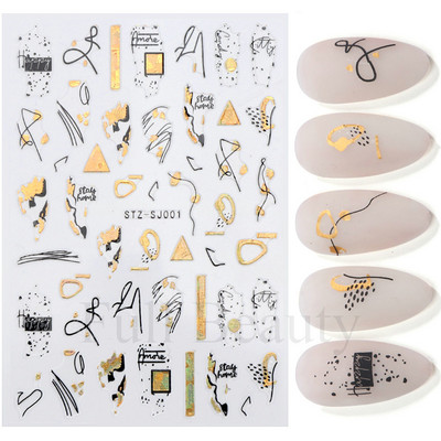 Aurora Márvány Nail Art Matricák 3D Metál Hullám Csíkok Vonal Geometrikus Manikűr Körömmatricák Ragasztó Csúsztatók Dekorok TRSTZ-CS201