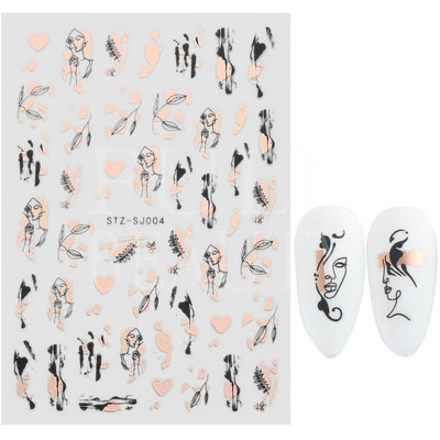 Aurora Márvány Nail Art Matricák 3D Metál Hullám Csíkok Vonal Geometrikus Manikűr Körömmatricák Ragasztó Csúsztatók Dekorok TRSTZ-CS201