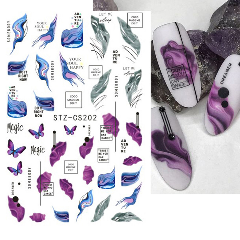 Aurora Márvány Nail Art Matricák 3D Metál Hullám Csíkok Vonal Geometrikus Manikűr Körömmatricák Ragasztó Csúsztatók Dekorok TRSTZ-CS201