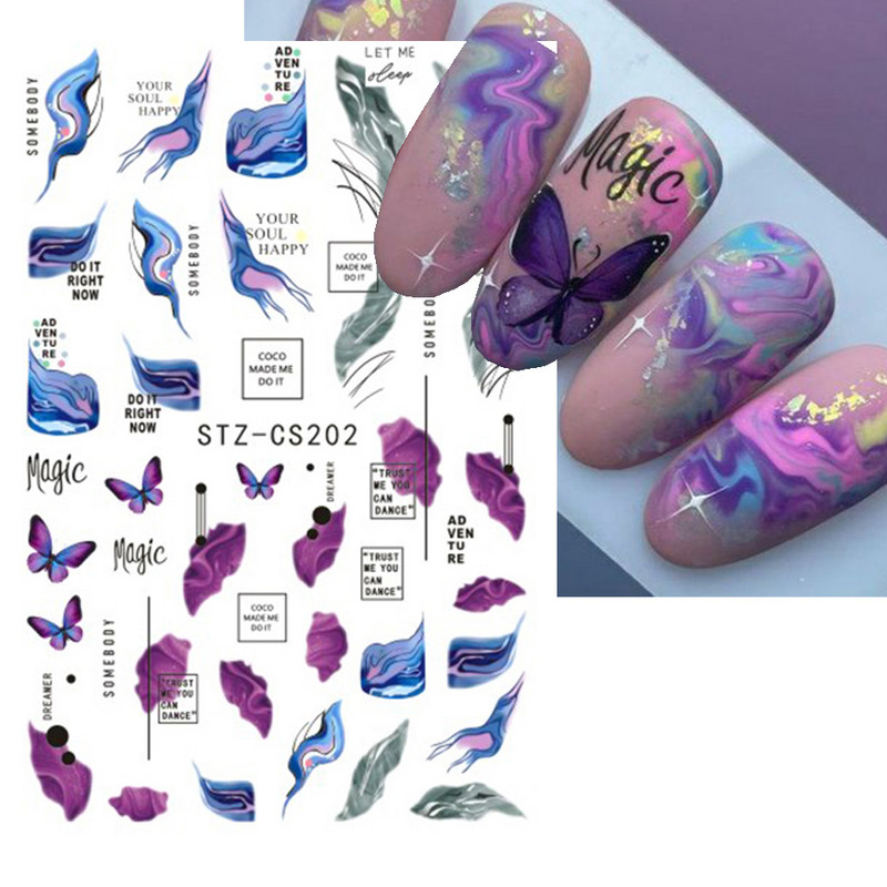 Aurora Márvány Nail Art Matricák 3D Metál Hullám Csíkok Vonal Geometrikus Manikűr Körömmatricák Ragasztó Csúsztatók Dekorok TRSTZ-CS201