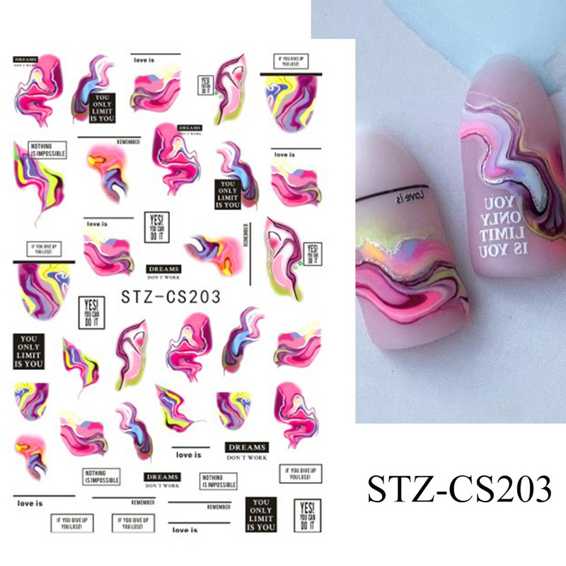 Aurora Márvány Nail Art Matricák 3D Metál Hullám Csíkok Vonal Geometrikus Manikűr Körömmatricák Ragasztó Csúsztatók Dekorok TRSTZ-CS201