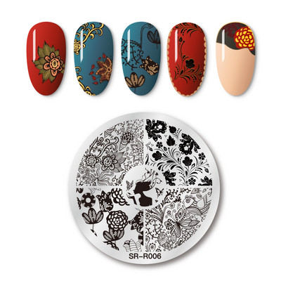 MEET ACROSS Téglalap körömbélyegző lemezek Csipke Virágok Levelek Márvány Textúra Tinta Geometria Minta Körömművészet Képbélyegzősablonok