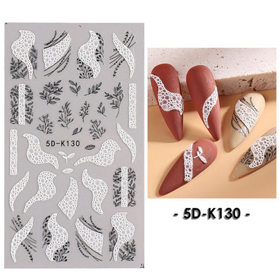 5D körömmatricák virágok geometriai vonalak dekoráció akril dombornyomott csúszkák Arany keret körömmatricák cseresznyevirágos barkács manikűr dekor