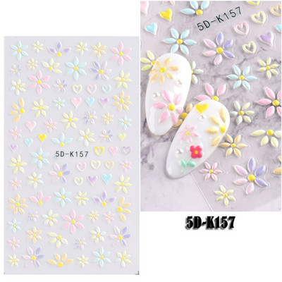 5D körömmatricák virágok geometriai vonalak dekoráció akril dombornyomott csúszkák Arany keret körömmatricák cseresznyevirágos barkács manikűr dekor