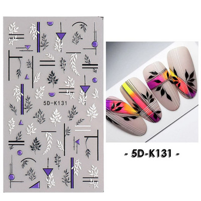 5D körömmatricák virágok geometriai vonalak dekoráció akril dombornyomott csúszkák Arany keret körömmatricák cseresznyevirágos barkács manikűr dekor