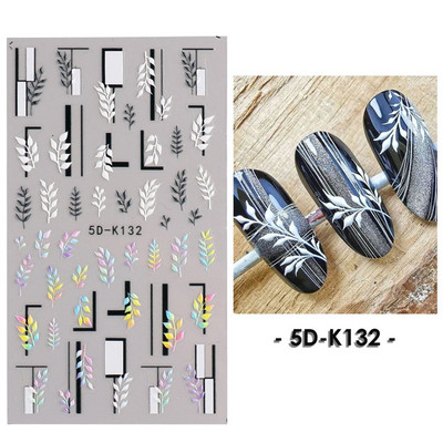 5D körömmatricák virágok geometriai vonalak dekoráció akril dombornyomott csúszkák Arany keret körömmatricák cseresznyevirágos barkács manikűr dekor