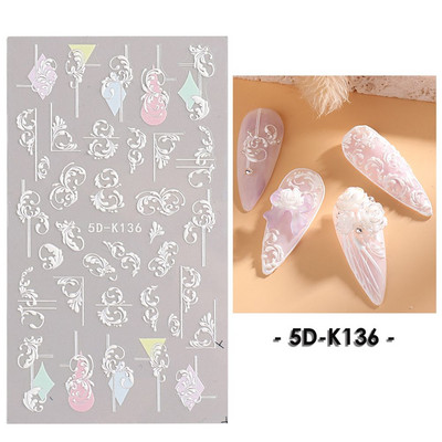 5D körömmatricák virágok geometriai vonalak dekoráció akril dombornyomott csúszkák Arany keret körömmatricák cseresznyevirágos barkács manikűr dekor