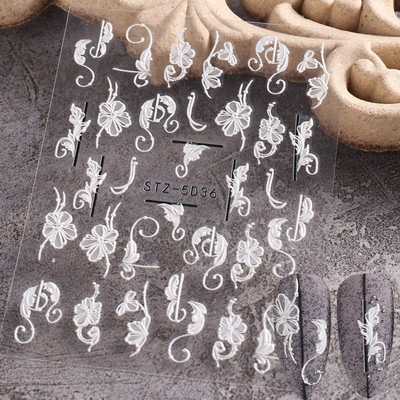 5D körömmatricák virágok geometriai vonalak dekoráció akril dombornyomott csúszkák Arany keret körömmatricák cseresznyevirágos barkács manikűr dekor