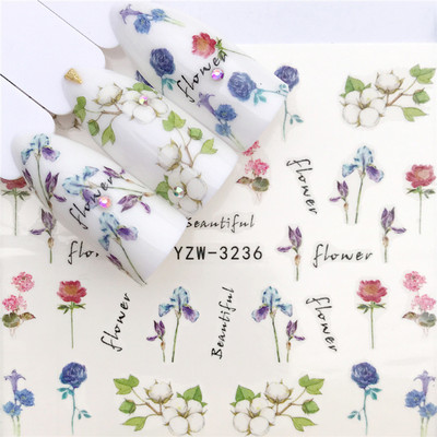 1 db kis friss virágok körömmatrica szem pillangó cseresznye virág golyó menyasszony köröm vízjel matrica körömdísz YZW-3240