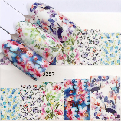 1 db kis friss virágok körömmatrica szem pillangó cseresznye virág golyó menyasszony köröm vízjel matrica körömdísz YZW-3240