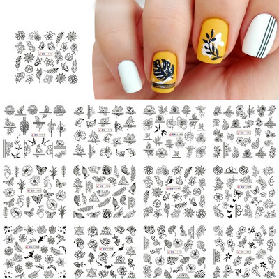 12 db/szett Graffiti kép Női Arctervezés Absztrakt Körömmatricák Csúsztatók Matricák Körömdíszítés Manikűr Vízmatrica